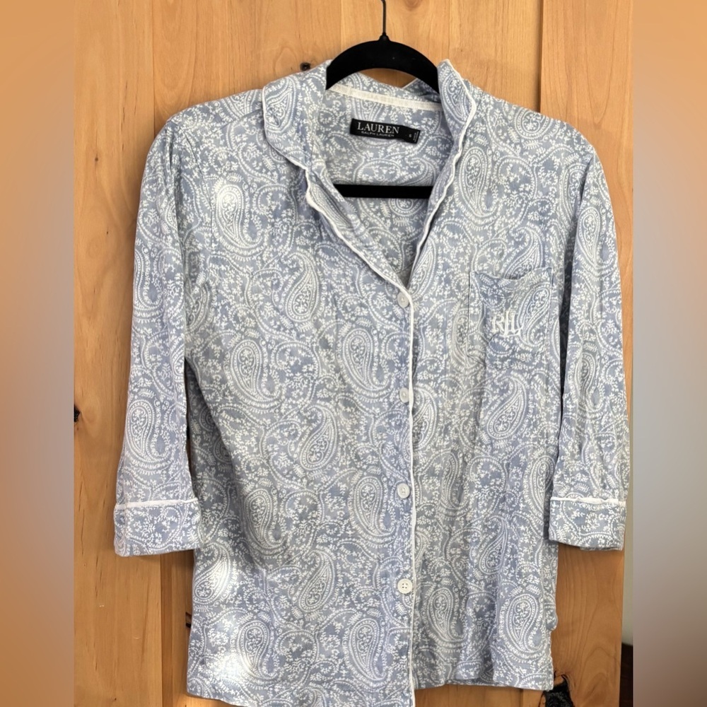 Ralph Lauren Black Label Blue Paisley Button Down Shirt